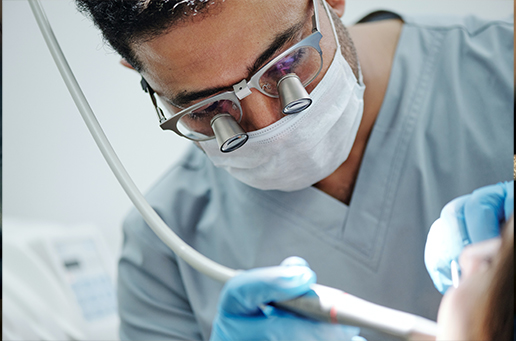 Patient resting in dental chair during treatment