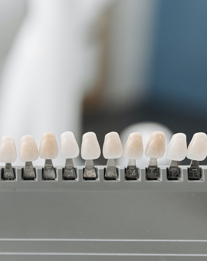 Dental shade guide displaying tooth colour options